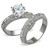 Women's Stainless Steel Wedding Ring Set Surrounding with Round Cubic Zirconia - Size 5 - IMAGE 1