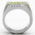 Men's Two Tone Gold Ion Plated Stainless Steel Ring with Crystal - Size 9 - IMAGE 3