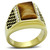 Gold Ion Plated Stainless Steel Men's Ring with Synthetic Topaz Tiger Eye - Size 11 - IMAGE 1