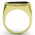 Gold Ion Plated Men's Ring with Black Jet Synthetic Glass Stone - Size 10 - IMAGE 3