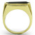 Gold Ion Plated Men's Ring with Black Jet Synthetic Glass Stone - Size 12 - IMAGE 3