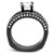 Set of 2 Women's Light Black Finish Stainless Steel Wedding Ring with CZ - Size 10 - IMAGE 3