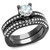 Set of 2 Women's Light Black Finish Stainless Steel Wedding Ring with CZ - Size 7 - IMAGE 1