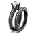 Set of 2 Women's Light Black Finish Stainless Steel Wedding Ring with CZ - Size 7 - IMAGE 4