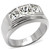 Men's Stainless Steel Three Stone Ring with Top Grade Crystal - Size 13 (Pack of 2) - IMAGE 1