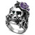 Stainless Steel Skull Design Women's Ring with Emerald Top Grade Crystal - Size 10 - IMAGE 1