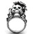 Stainless Steel Skull Design Women's Ring with Emerald Top Grade Crystal - Size 10 - IMAGE 3