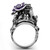 Stainless Steel Skull Design Women's Ring with Emerald Top Grade Crystal - Size 10 - IMAGE 4