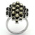 Women's Stainless Steel Ring with Black Jet Crystals - Size 7 - IMAGE 3