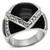 Women's Pave Stainless Steel Ring with Crystals Black Epoxy - Size 5 (Pack of 2) - IMAGE 1