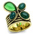 Women's Gold Ion Plated Stainless Steel Ring with Synthetic Glass Emerald - Size 8 - IMAGE 1