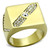 Men's Ion Plated Gold Stainless Steel Ring with Round Top Grade Crystals - Size 8 - IMAGE 1