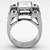 Men's Stainless Steel Ring with Cubic Zirconia Stones - Size 13 - IMAGE 3