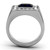 Men's Stainless Steel Ring with Blue Montana Synthetic Glass - Size 8 (Pack of 2) - IMAGE 3