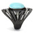 Women's Stainless Steel Ring with Synthetic Sea Blue Cat Eye Stone - Size 7 - IMAGE 4