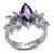 Stainless Steel Women's Engagement Ring with CZ Amethyst - Size 6 - IMAGE 1