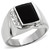 Men's Stainless Steel Ring with Oblong Semi Precious Black Jet Agate - Size 11 (Pack of 2) - IMAGE 1