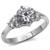 Women's High Polished Stainless Steel Engagement Ring with CZ Stones - Size 10 (Pack of 2) - IMAGE 1