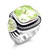 Women's Rhodium Plated Ring with Apple Green Cubic Zirconia - Size 6 - IMAGE 1