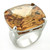 Women's Rhodium Plated Brass Ring with Square Cubic Zirconia Topaz - Size 8 - IMAGE 1