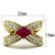 Women's Gold Ion Plated with AAA Grade Cubic Zirconia Ruby - Size 6 (Pack of 2) - IMAGE 2