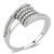 Women's Stainless Steel Pave Ring with Round CZ - Size 9 (Pack of 2) - IMAGE 1