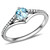 Women's Stainless Steel Pave Ring with Round Shaped AAA Grade CZ Sea Blue - Size 7 (Pack of 2) - IMAGE 1
