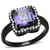 Black Ion Plated Stainless Steel Women's Engagement Ring with Amethyst CZ - Size 5 (Pack of 2) - IMAGE 1