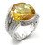 Women's Sterling Silver Ring with Yellow Topaz Cubic Zirconia - Size 7 - IMAGE 1