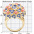 Women's Gold Plated Ring with Semi-Precious Tourmaline Rose White Corals - Size 8 - IMAGE 2