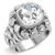 Women's Rhodium Plated Brass Bezel Ring with AAA Grade Cubic Zirconia - Size 7 (Pack of 2) - IMAGE 1