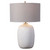 Drip Glaze Table Lamp with Gray Drum Shade - 26" - Cream - IMAGE 1