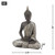 Small Sitting Buddha Statue - 8.5" - Black and Silver - IMAGE 2