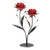 Floral Tea Light Candle Holder - 11.5" - Black and Red - IMAGE 1
