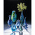 12.25" Blue and Clear Peacock Inspired Art Glass Sculpture - IMAGE 2