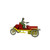 Old Fashioned Brass-style Wind-up Collectible Tin Toy Car - 7" - Red and Yellow - IMAGE 1