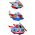 Spaceships Win-up Collectible Tin Toys - 2.5" - Set of 3 - Blue and Red - IMAGE 1