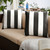 Set of 2 Black and White Sunbrella Cabana Classic Indoor and Outdoor Throw Pillows, 18" - IMAGE 2