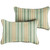 Set of 2 Green and Brown Stripe Sunbrella Outdoor Pillow 20" - IMAGE 1