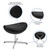 21.5" Black Leather Soft Upholstered Saddle Shaped Wing Ottoman - IMAGE 6