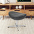 21.5" Gray Leather Soft Upholstered Saddle Shaped Wing Ottoman