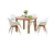 5 Piece White and Teak Brown Elegant Outdoor Patio Dining Set 3.75' - IMAGE 1