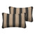 Set of 2 Sunbrella Black and Tan White Stripes Rectangular Indoor/Outdoor Lumbar Throw Pillows, 24" - IMAGE 1