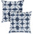 Set of 2 16" Indigo Blue and White Geometric Sunbrella Indoor and Outdoor Square Pillows - IMAGE 1