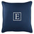 18" Navy Blue and White Monogram "E" Single Embroidered Sunbrella Indoor and Outdoor Square Pillow - IMAGE 1