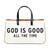 20" Black and White Fashionable Statement God is Good Canvas Tote - IMAGE 1