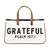 20" Black and White Fashionable Statement Grateful Canvas Tote - IMAGE 1