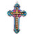 5" Blue and Pink Beaded Cross Christmas Ornament - IMAGE 1