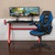2-Piece Blue Contemporary Gaming Desk and Racing Chair Set with Cup Holder 51.5"