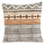20" Brown and Orange Striped Decorative Cotton Square Cushion - Feather and Down Filler - IMAGE 1